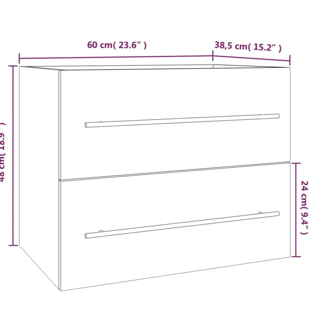 vidaXL Conjuntos De Muebles-Mueble de lavabo madera contrachapada 60x38,5x48 cm
