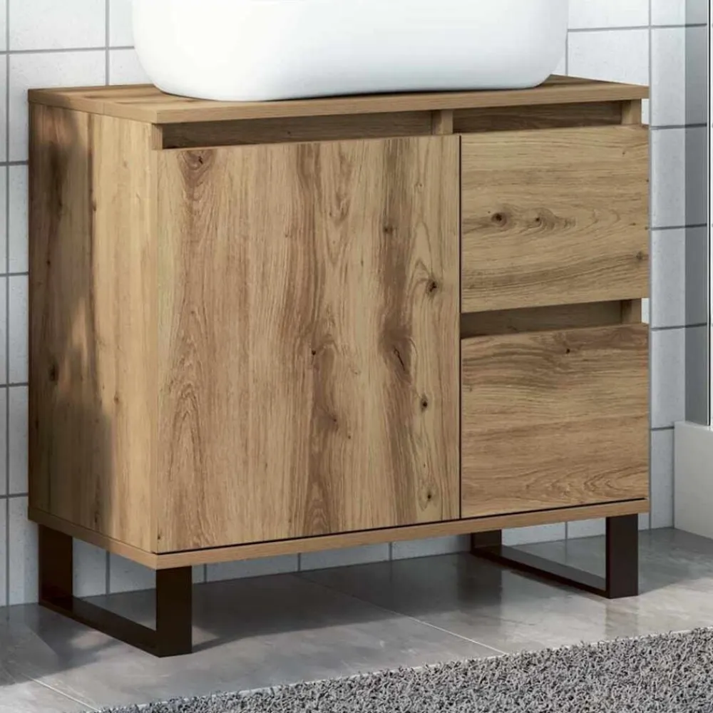 vidaXL Conjuntos De Muebles-Mueble de lavabo madera de ingeniería 65x33x60 cm