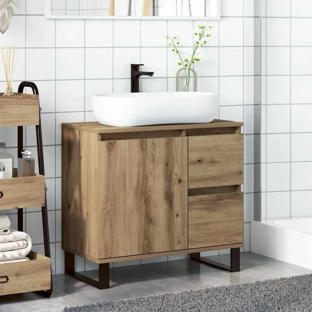 vidaXL Conjuntos De Muebles-Mueble de lavabo madera de ingeniería 65x33x60 cm