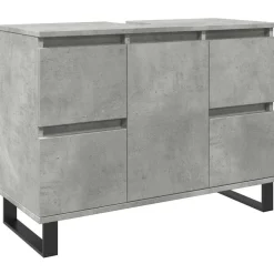 vidaXL Conjuntos De Muebles-Mueble de lavabo madera de ingeniería gris hormigón 80x33x60 cm