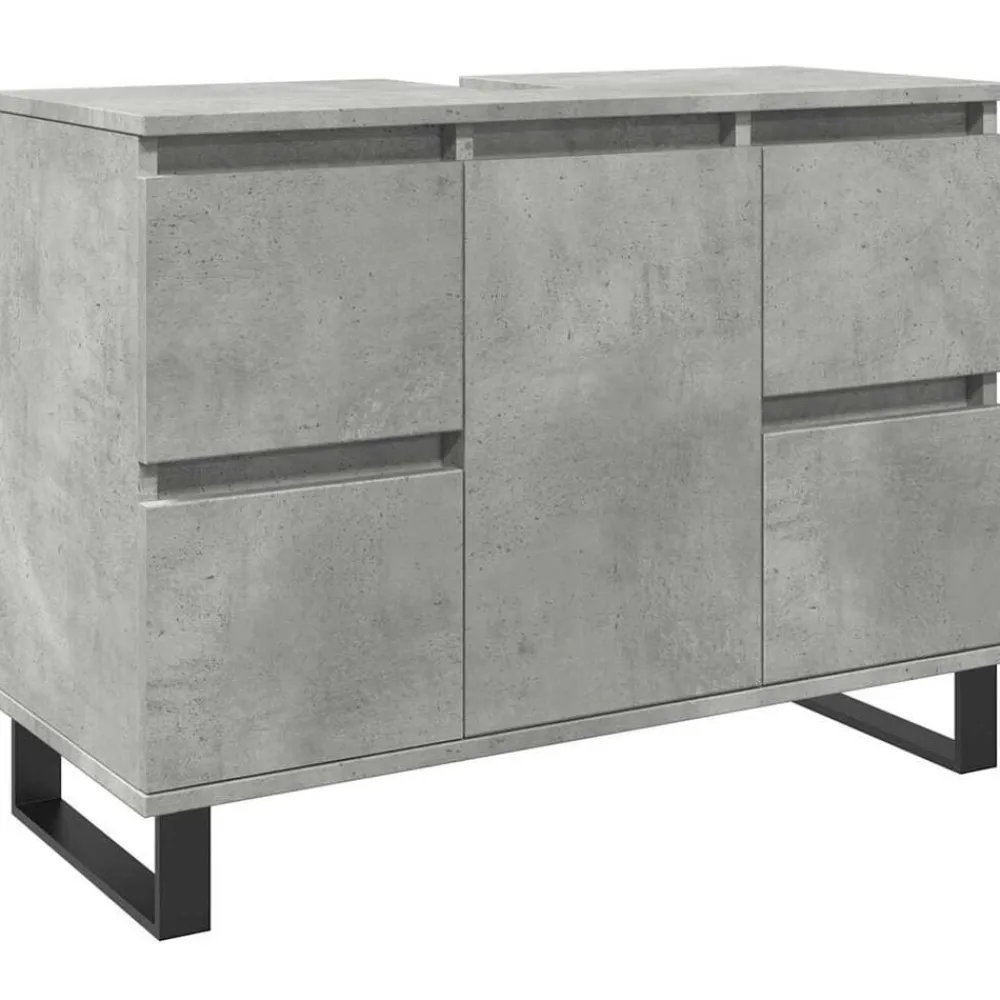 vidaXL Conjuntos De Muebles-Mueble de lavabo madera de ingeniería gris hormigón 80x33x60 cm