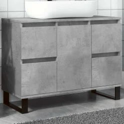vidaXL Conjuntos De Muebles-Mueble de lavabo madera de ingeniería gris hormigón 80x33x60 cm