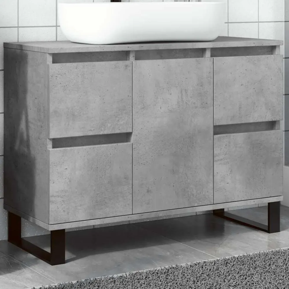 vidaXL Conjuntos De Muebles-Mueble de lavabo madera de ingeniería gris hormigón 80x33x60 cm