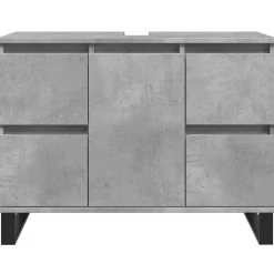 vidaXL Conjuntos De Muebles-Mueble de lavabo madera de ingeniería gris hormigón 80x33x60 cm