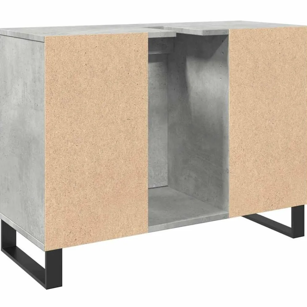 vidaXL Conjuntos De Muebles-Mueble de lavabo madera de ingeniería gris hormigón 80x33x60 cm
