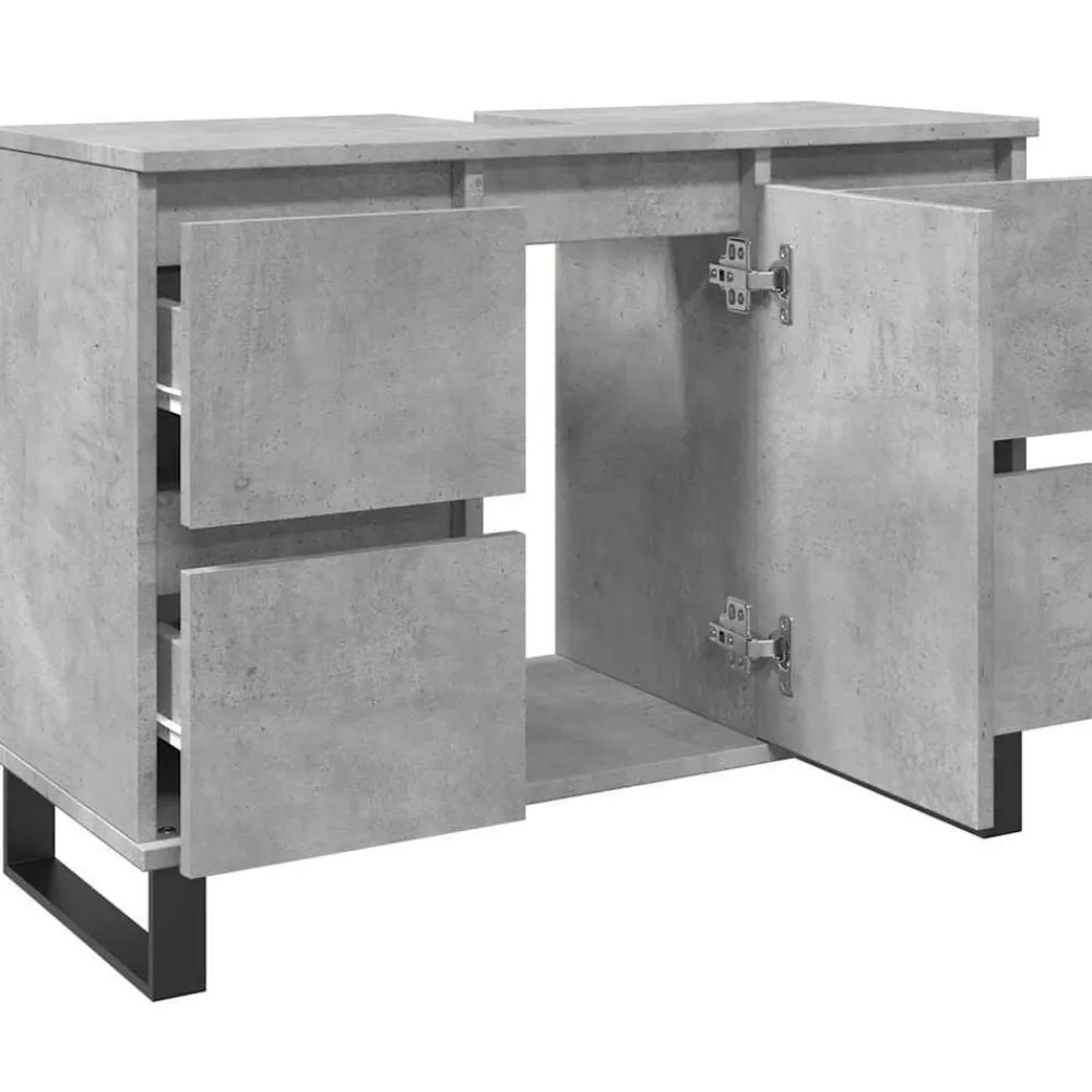 vidaXL Conjuntos De Muebles-Mueble de lavabo madera de ingeniería gris hormigón 80x33x60 cm