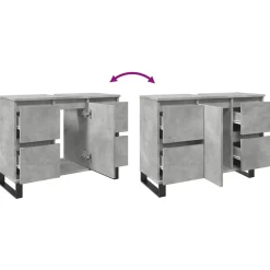 vidaXL Conjuntos De Muebles-Mueble de lavabo madera de ingeniería gris hormigón 80x33x60 cm
