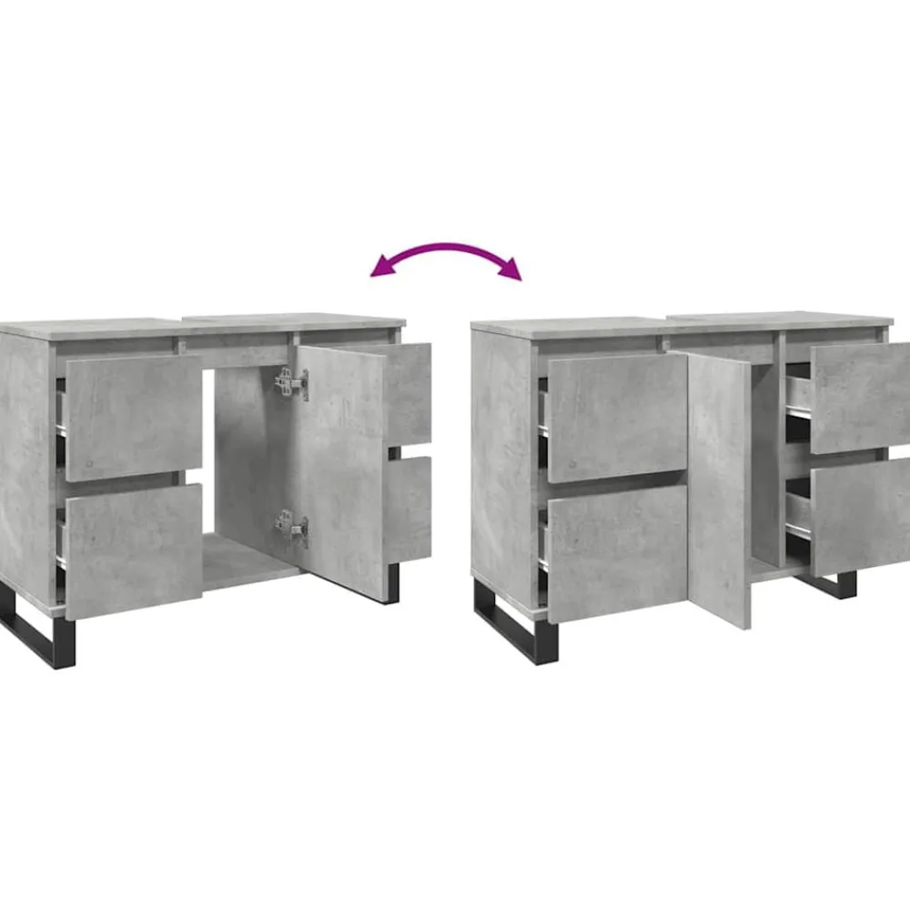 vidaXL Conjuntos De Muebles-Mueble de lavabo madera de ingeniería gris hormigón 80x33x60 cm