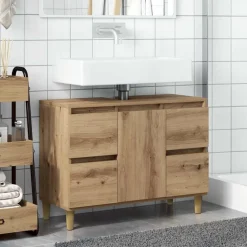 vidaXL Armarios Y Almacenamiento-Mueble de lavabo madera ingeniería 80x33x60 cm