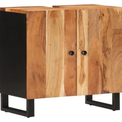 vidaXL Conjuntos De Muebles-Mueble de lavabo madera acacia y madera ingeniería 62x33x58 cm