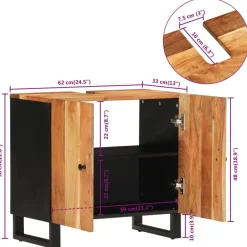 vidaXL Conjuntos De Muebles-Mueble de lavabo madera acacia y madera ingeniería 62x33x58 cm