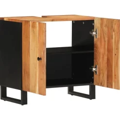 vidaXL Conjuntos De Muebles-Mueble de lavabo madera acacia y madera ingeniería 62x33x58 cm