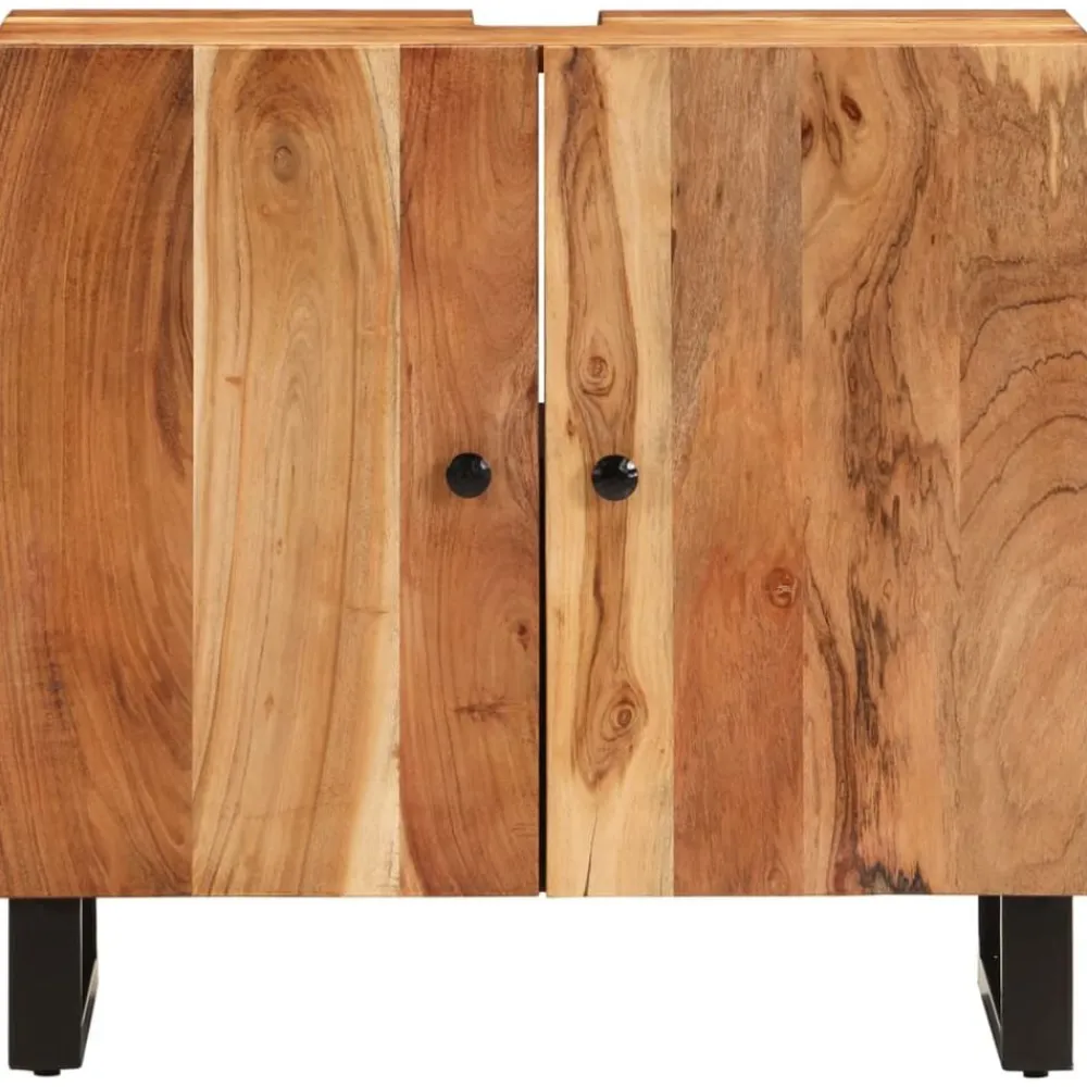 vidaXL Conjuntos De Muebles-Mueble de lavabo madera acacia y madera ingeniería 62x33x58 cm