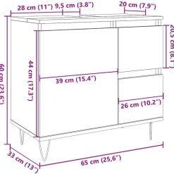 vidaXL Conjuntos De Muebles-Mueble de lavabo madera de ingeniería envejecida 65x33x60 cm