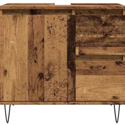 vidaXL Conjuntos De Muebles-Mueble de lavabo madera de ingeniería envejecida 65x33x60 cm