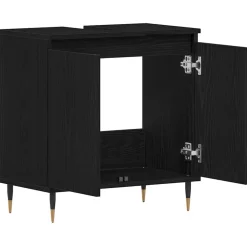 vidaXL Mueble de lavabo para baño 58 x 33 x 60 cm Roble negro Discount