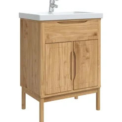 vidaXL Mueble de lavabo para baño FLORO Marrón cera 60 x 40 x 80 cm Marr&oacute;n cera Clearance
