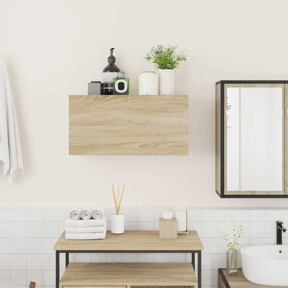 vidaXL Mueble de pared baño madera ingeniería 60x25x30 cm Roble Sonoma Best