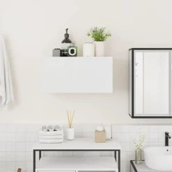 vidaXL Mueble de pared de baño madera ingeniería 60x25x30 cm Blanco New