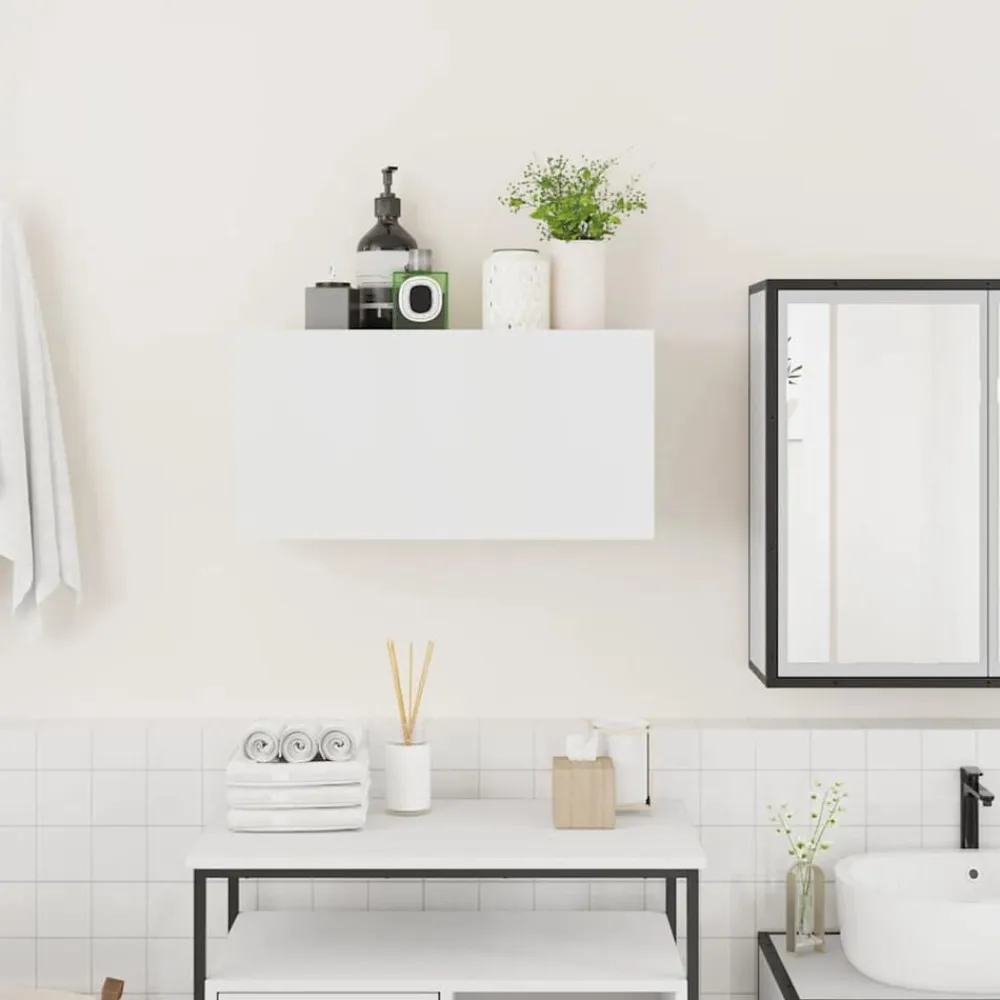 vidaXL Mueble de pared de baño madera ingeniería 60x25x30 cm Blanco New