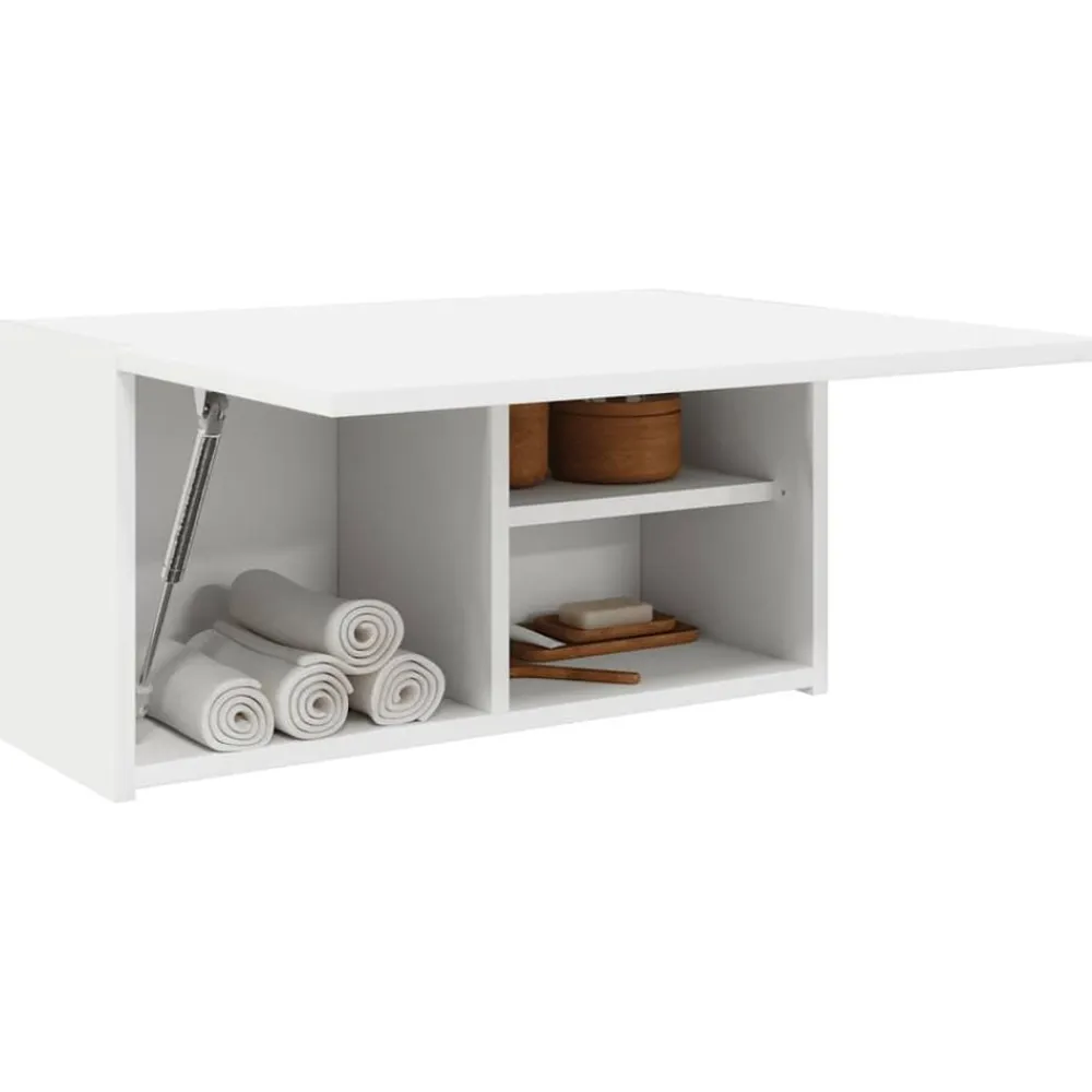 vidaXL Mueble de pared de baño madera ingeniería 60x25x30 cm Blanco New