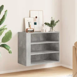 vidaXL Estanterías-Mueble de pared madera ingeniería gris hormigón 75x35x60 cm