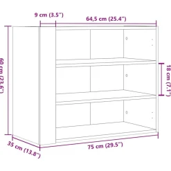 vidaXL Estanterías-Mueble de pared madera ingeniería gris hormigón 75x35x60 cm