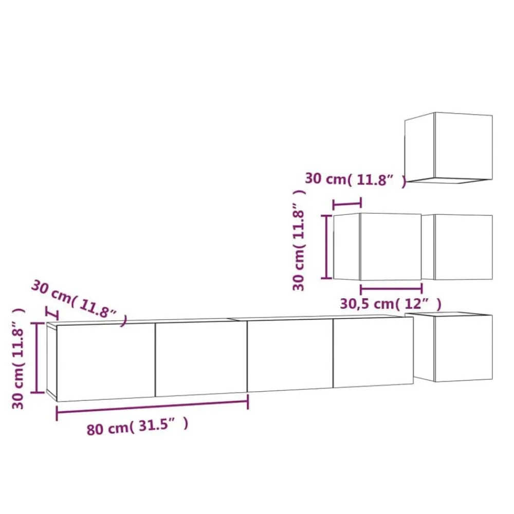 vidaXL Muebles Tv-Mueble de pared para TV madera contrachapada