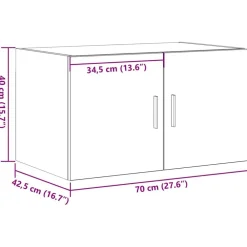 vidaXL Armarios Y Almacenamiento-Mueble de pared 70 x 42.5 x 40 cm