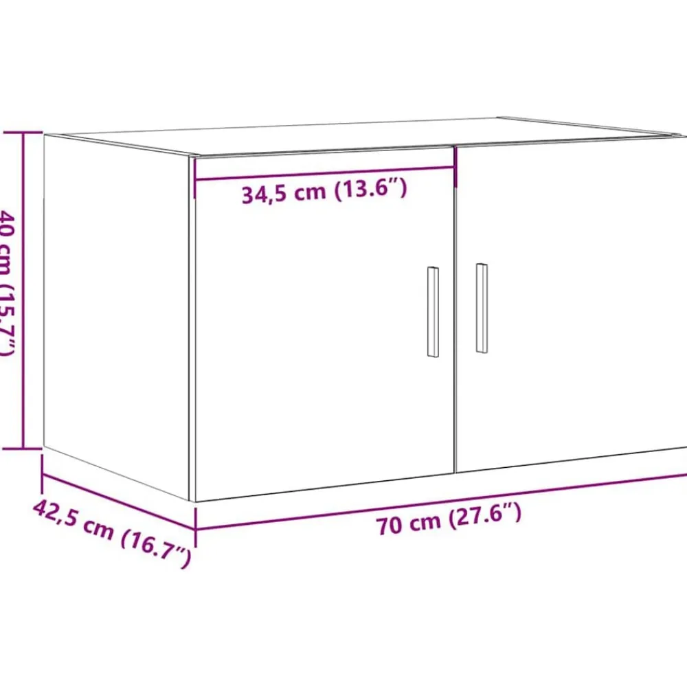 vidaXL Armarios Y Almacenamiento-Mueble de pared 70 x 42.5 x 40 cm