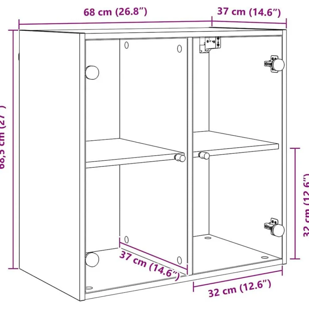 vidaXL Armarios Y Almacenamiento-Mueble de pared 68 x 37 x 68,5 cm