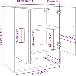 vidaXL Mueble de pared 60 x 31 x 70 cm Roble artisan