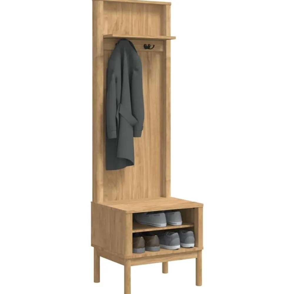 vidaXL Mueble de recibidor FLORO Marrón cera 50 x 40 x 158 cm Marrón cera Outlet
