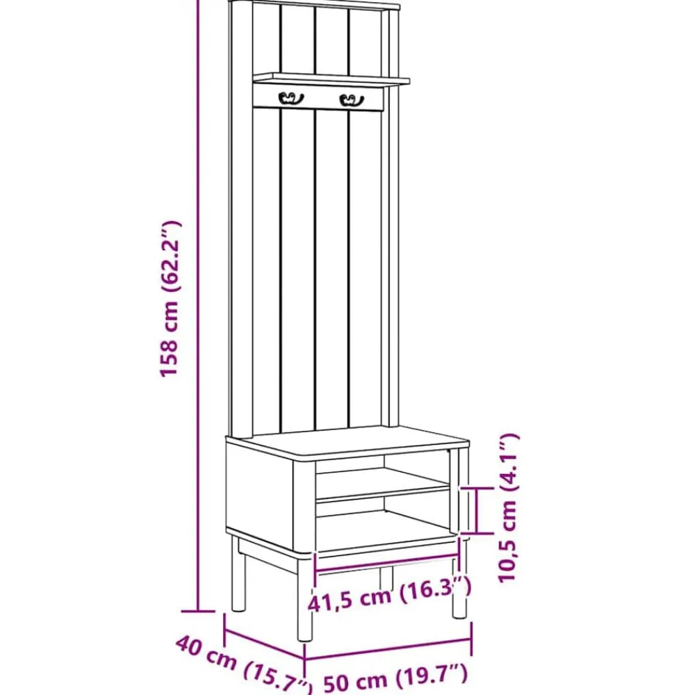 vidaXL Mueble de recibidor FLORO Marrón cera 50 x 40 x 158 cm Marrón cera Outlet
