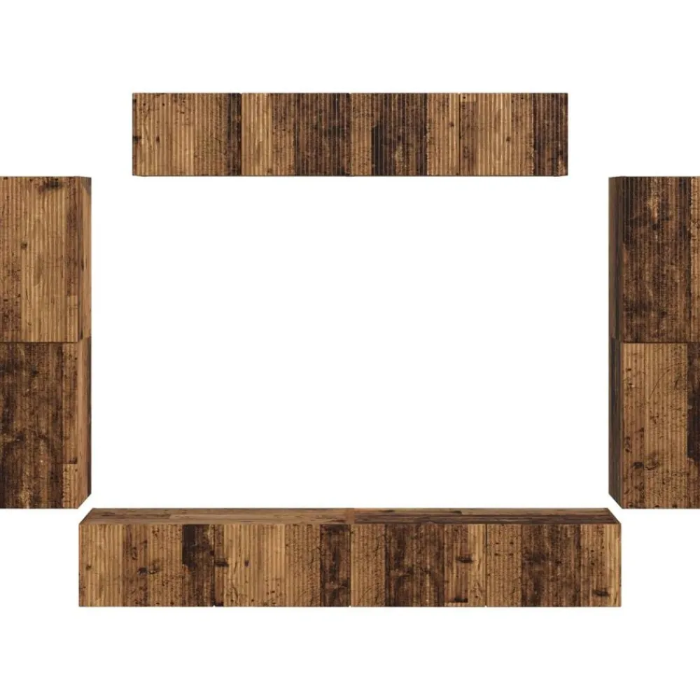 vidaXL Mueble de TV 8 pcs Madera vieja Madera envejecida New