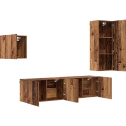 vidaXL Mueble de TV 4 pcs Madera de ingeniería Madera envejecida Clearance