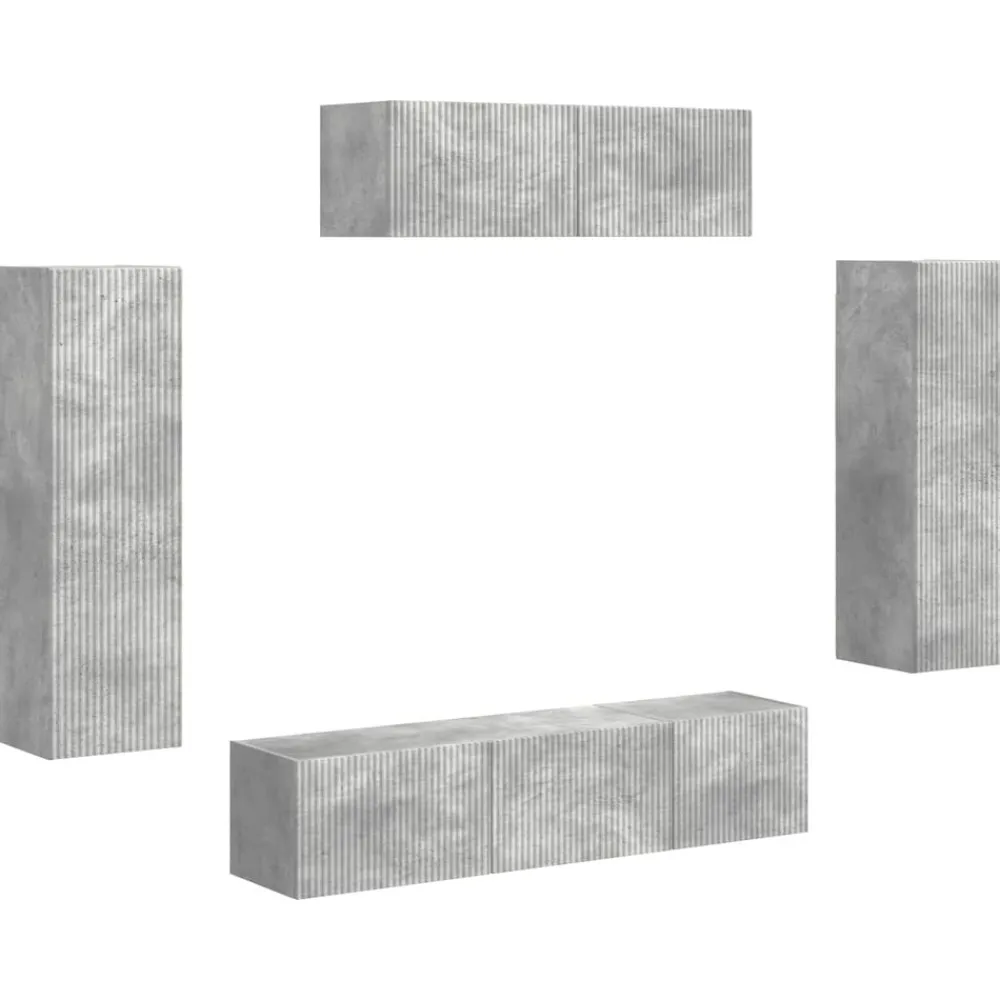vidaXL Mueble de TV 5 pcs Gris Concreto Gris hormigón Online
