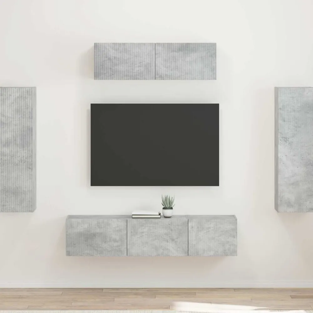 vidaXL Mueble de TV 5 pcs Gris Concreto Gris hormigón Online