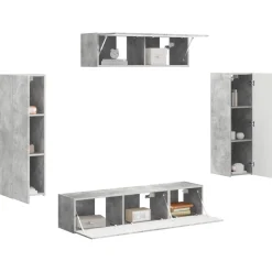 vidaXL Mueble de TV 5 pcs Gris Concreto Gris hormigón Online