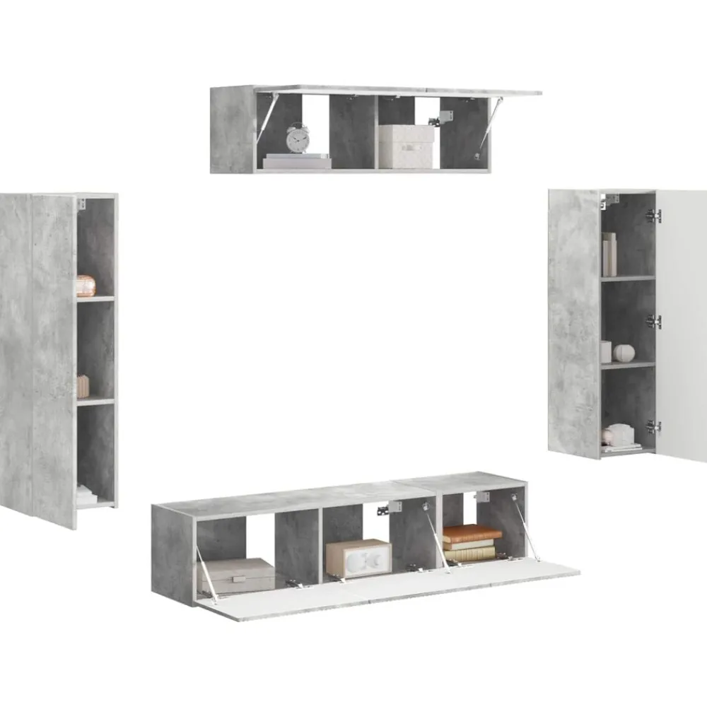 vidaXL Mueble de TV 5 pcs Gris Concreto Gris hormigón Online