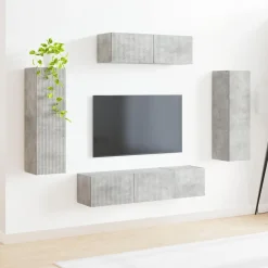 vidaXL Mueble de TV 5 pcs Gris Concreto Gris hormigón Online