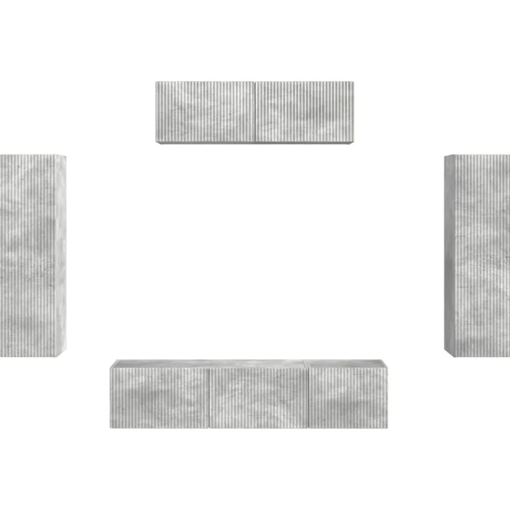 vidaXL Mueble de TV 5 pcs Gris Concreto Gris hormigón Online
