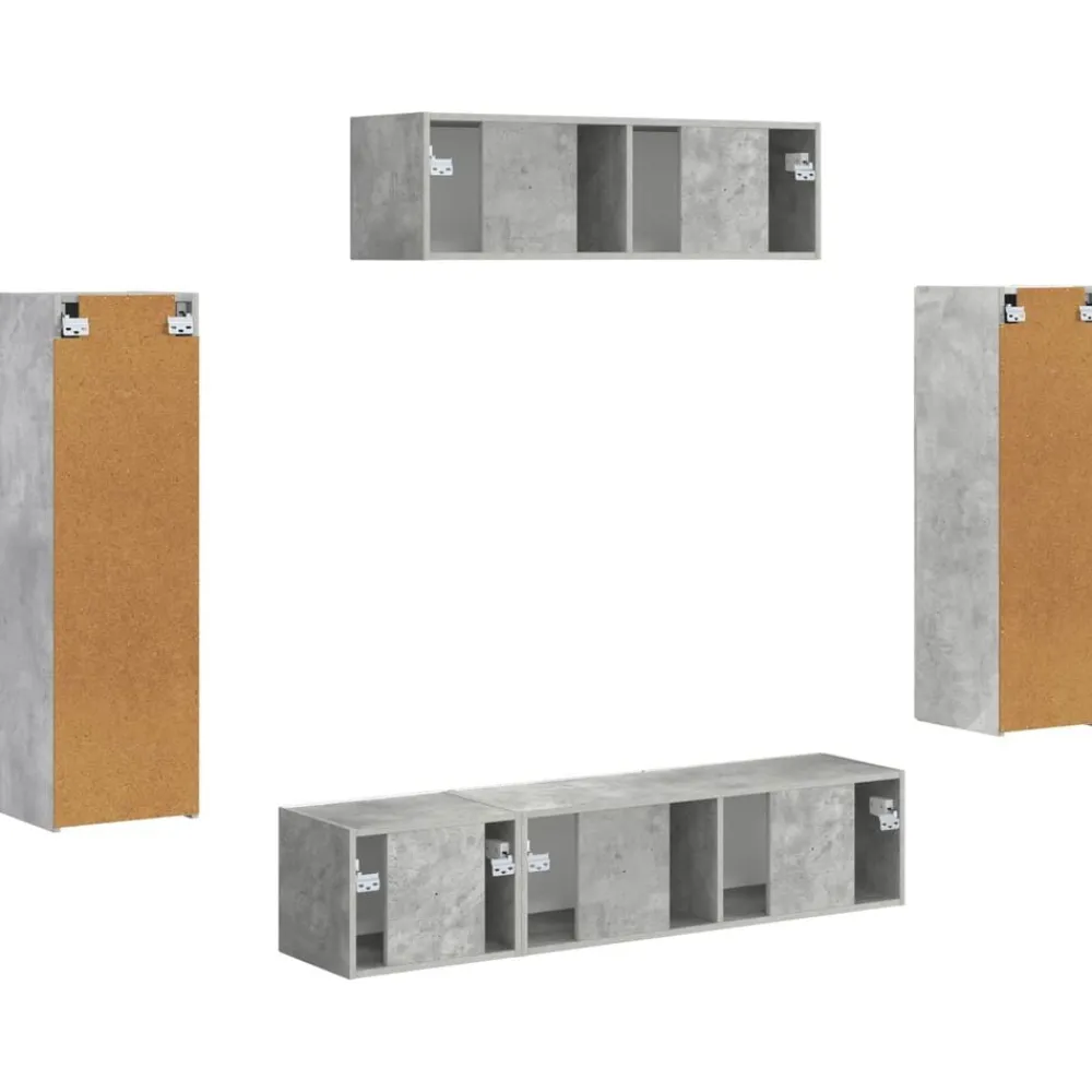 vidaXL Mueble de TV 5 pcs Gris Concreto Gris hormigón Online