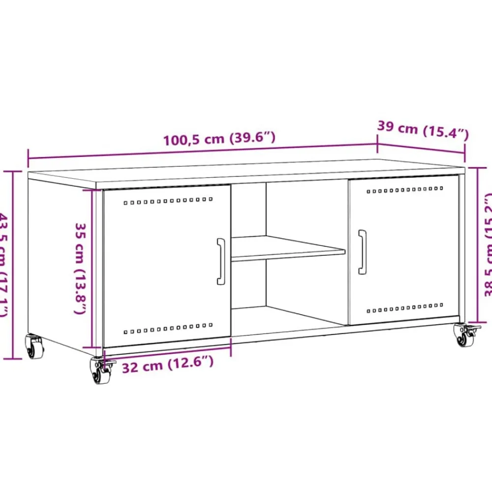vidaXL Muebles Tv-Mueble de TV acero 100,5x39x43,5 cm
