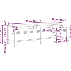 vidaXL Mueble de TV acero laminado en frío 135x39x43,5 cm Antracita New