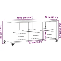 vidaXL Mueble de TV acero 100,5x39x43,5 cm Blanco Discount