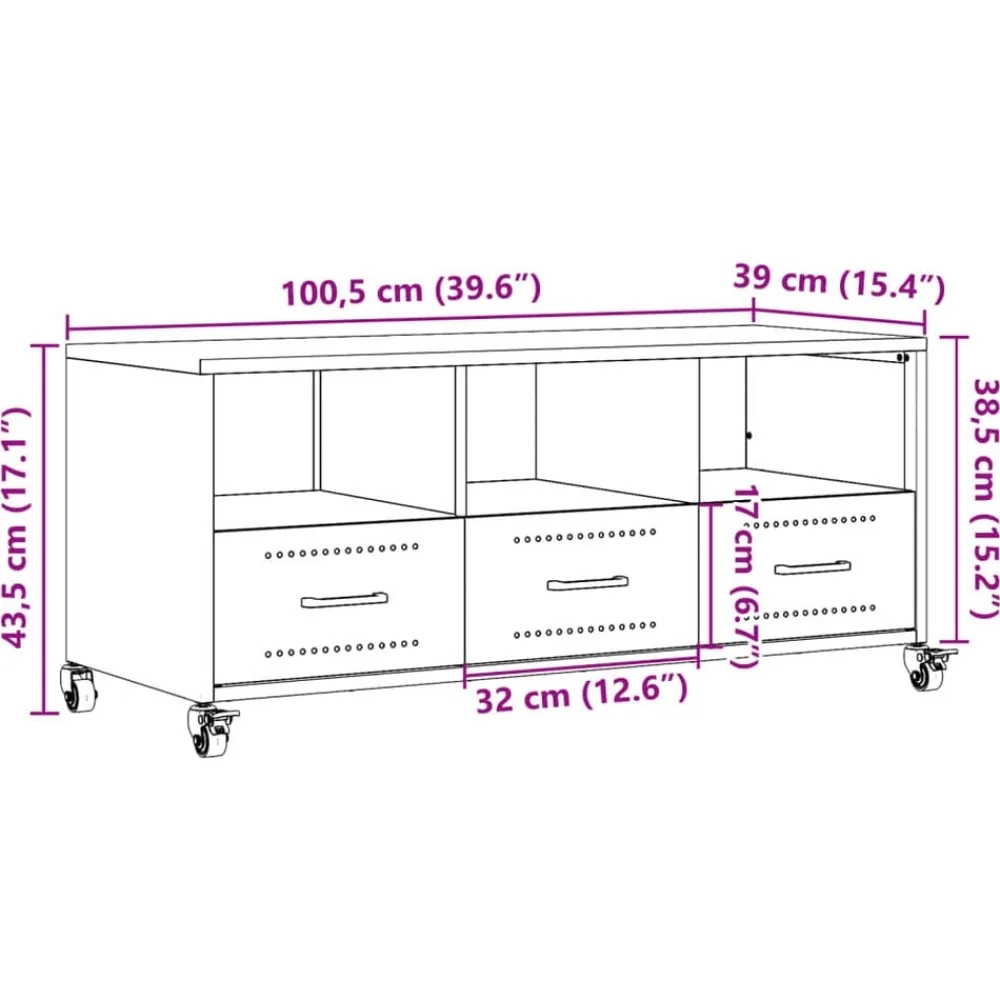 vidaXL Mueble de TV acero 100,5x39x43,5 cm Blanco Discount