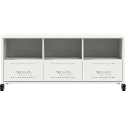 vidaXL Mueble de TV acero 100,5x39x43,5 cm Blanco Discount