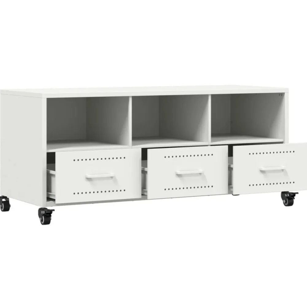 vidaXL Mueble de TV acero 100,5x39x43,5 cm Blanco Discount