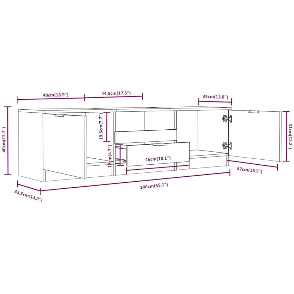 vidaXL Mueble de TV 140x35x40 cm madera de ingeniería Blanco
